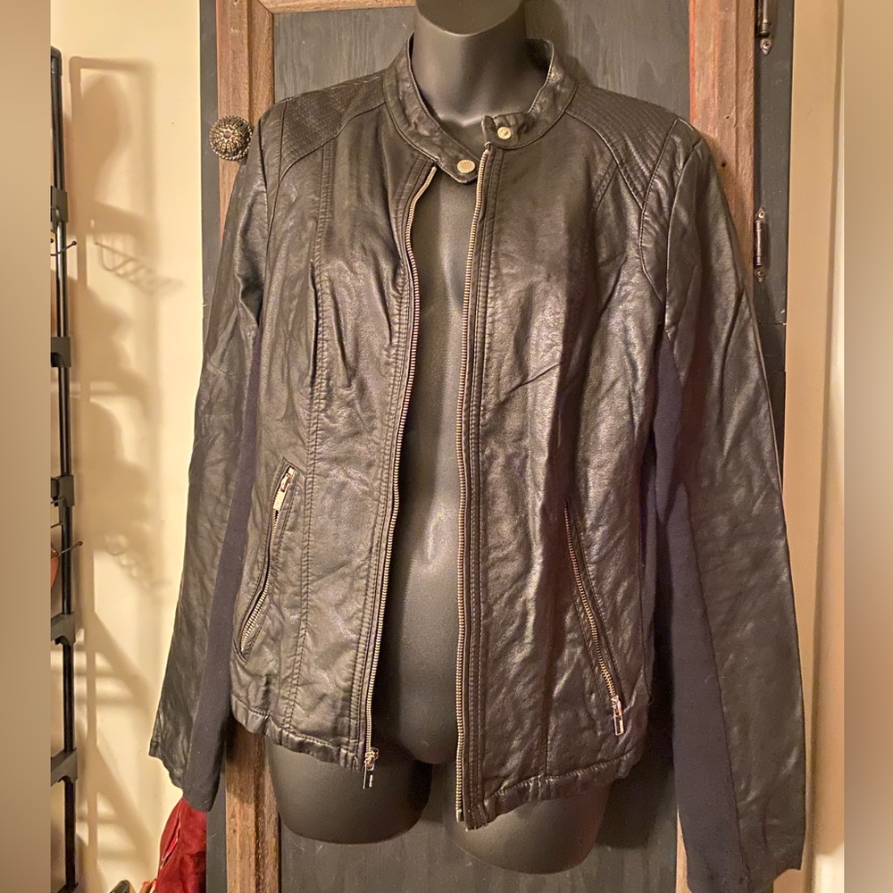 Express Marketplace Brown Faux Leather Jacket in Large